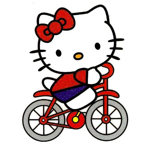 Hello Kitty riding a bicycle