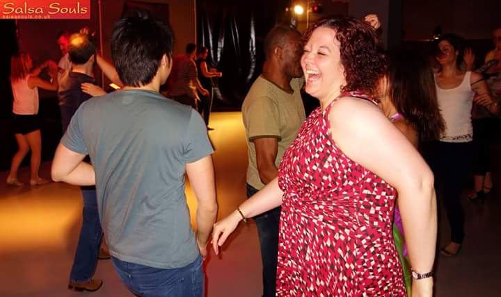 Salsa party - it's not a flattering photo, but look how happy I am!